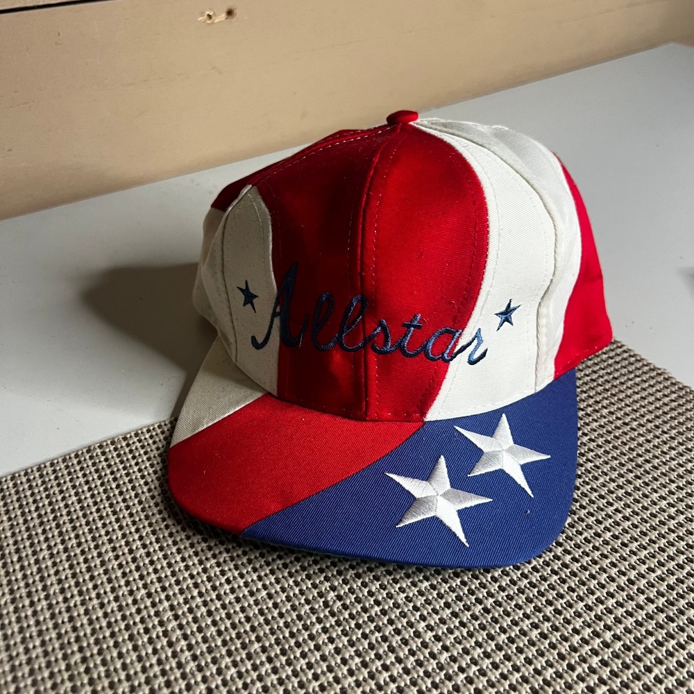 Vintage Kati Supreme Allstar Snapback‎ Hat Red White Blue Patriotic Stars Cap